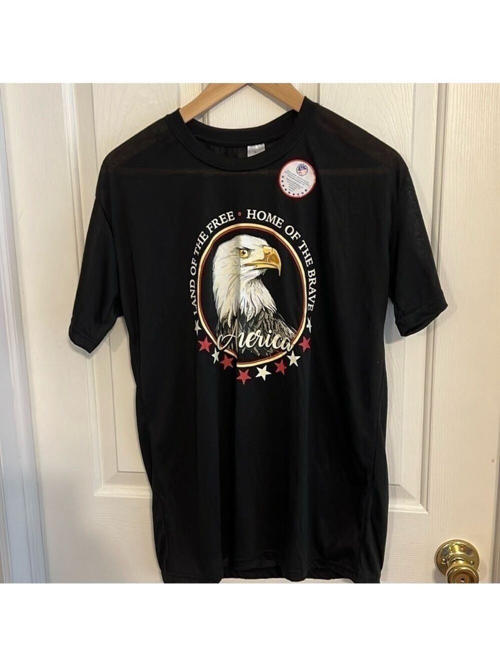 Patriotic tee-shirt, black, size L, unbranded.